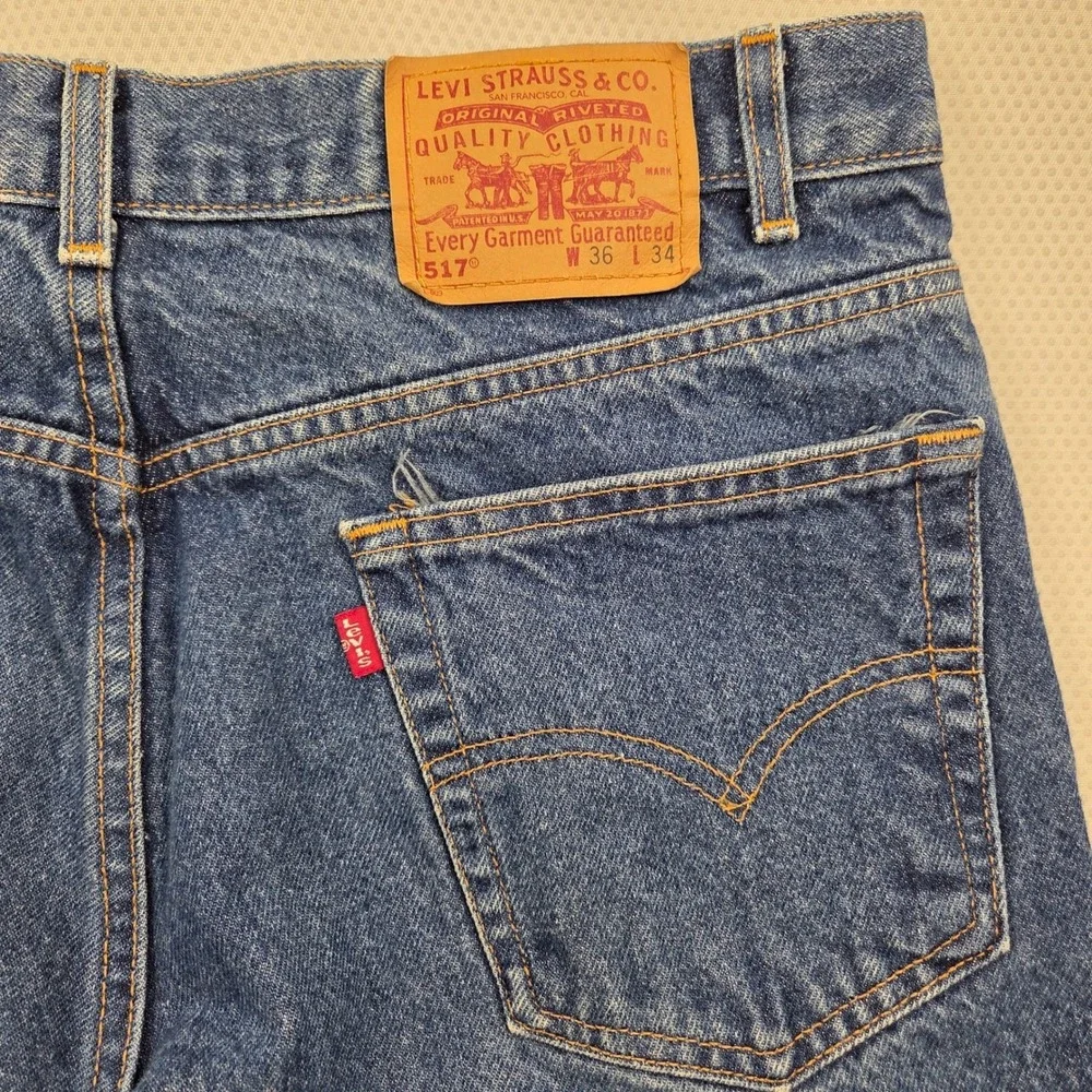 Vintage Y2K Levis‎ 517 Bootcut Jeans Dark Wash Blue Denim Cowboy Y2K Mens 36x34